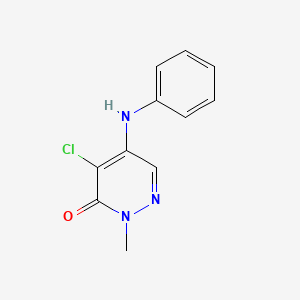 molecular formula C11H10ClN3O B13040849 4-Chloro-2-methyl-5-(phenylamino)pyridazin-3(2H)-one 