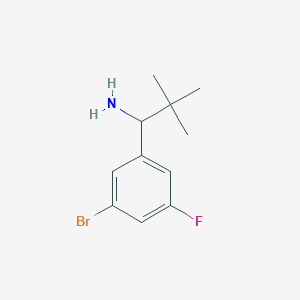 molecular formula C11H15BrFN B13040907 1-(3-Bromo-5-fluorophenyl)-2,2-dimethylpropan-1-amine 