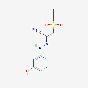 molecular formula C14H19N3O3S B13040979 (E)-N-(3-methoxyphenyl)-1-(2-methylpropane-2-sulfonyl)methanecarbohydrazonoylcyanide 