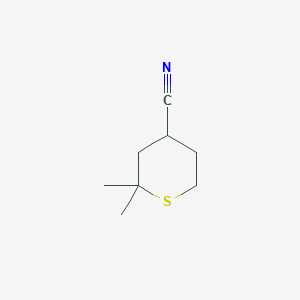 molecular formula C8H13NS B13041048 2,2-dimethyltetrahydro-2H-thiopyran-4-carbonitrile 