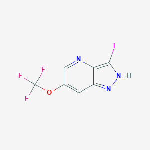 molecular formula C7H3F3IN3O B13041116 3-Iodo-6-(trifluoromethoxy)-1H-pyrazolo[4,3-B]pyridine 