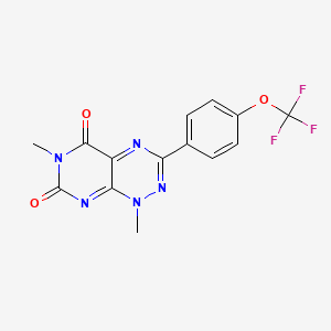 molecular formula C14H10F3N5O3 B13041133 1,6-Dimethyl-3-(4-(trifluoromethoxy)phenyl)pyrimido[5,4-e][1,2,4]triazine-5,7(1H,6H)-dione 