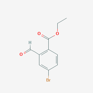 molecular formula C10H9BrO3 B13041201 Ethyl 4-bromo-2-formylbenzoate 