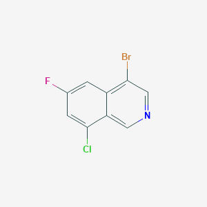 molecular formula C9H4BrClFN B13041255 4-Bromo-8-chloro-6-fluoroisoquinoline 