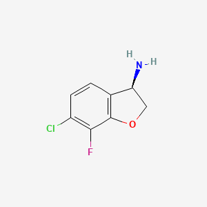 molecular formula C8H7ClFNO B13041328 (3R)-6-Chloro-7-fluoro-2,3-dihydrobenzo[B]furan-3-ylamine 