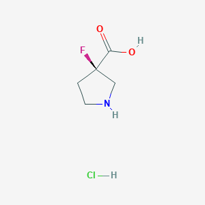 molecular formula C5H9ClFNO2 B13041452 (R)-3-Fluoropyrrolidine-3-carboxylic acid hcl 