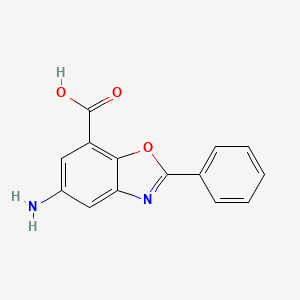 molecular formula C14H10N2O3 B13041528 5-Amino-2-phenylbenzo[D]oxazole-7-carboxylic acid 