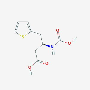 molecular formula C10H13NO4S B13041538 (S)-3-((Methoxycarbonyl)amino)-4-(thiophen-2-YL)butanoic acid 