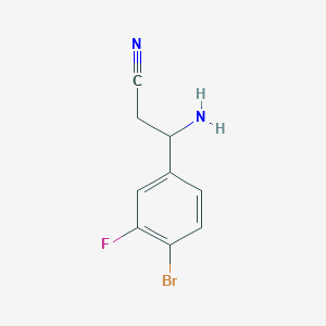 molecular formula C9H8BrFN2 B13041591 3-Amino-3-(4-bromo-3-fluorophenyl)propanenitrile 