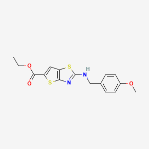 Ethyl 2-((4-methoxybenzyl)amino)thieno[2,3-D]thiazole-5-carboxylate