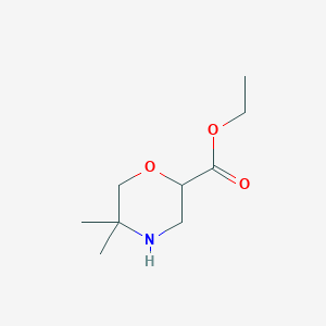 molecular formula C9H17NO3 B13041726 Ethyl 5,5-dimethylmorpholine-2-carboxylate 