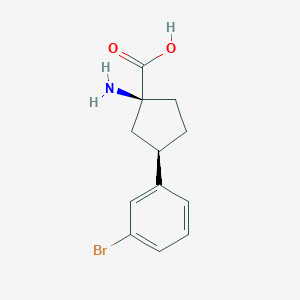 molecular formula C12H14BrNO2 B13041756 (1S,3R)-1-Amino-3-(3-bromophenyl)cyclopentane-1-carboxylic acid 