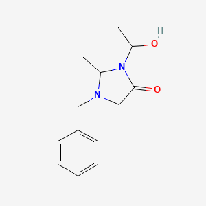 molecular formula C13H18N2O2 B13041835 1-Benzyl-3-(1-hydroxyethyl)-2-methylimidazolidin-4-one 