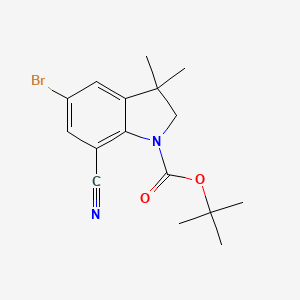 molecular formula C16H19BrN2O2 B13041903 Tert-butyl 5-bromo-7-cyano-3,3-dimethylindoline-1-carboxylate 