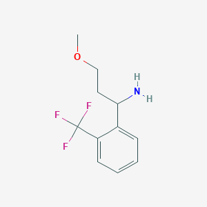 molecular formula C11H14F3NO B13041919 3-Methoxy-1-[2-(trifluoromethyl)phenyl]propan-1-amine 