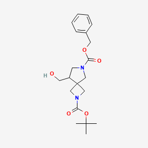 molecular formula C20H28N2O5 B13041924 6-Benzyl 2-(tert-butyl) 8-(hydroxymethyl)-2,6-diazaspiro[3.4]octane-2,6-dicarboxylate 