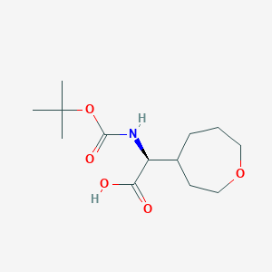 molecular formula C13H23NO5 B13041943 (2S)-2-[(2-methylpropan-2-yl)oxycarbonylamino]-2-(oxepan-4-yl)acetic acid 