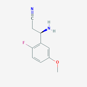 molecular formula C10H11FN2O B13041960 (3R)-3-amino-3-(2-fluoro-5-methoxyphenyl)propanenitrile 