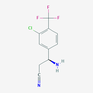 molecular formula C10H8ClF3N2 B13041962 (3S)-3-Amino-3-[3-chloro-4-(trifluoromethyl)phenyl]propanenitrile 