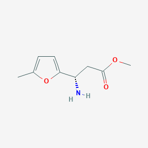 molecular formula C9H13NO3 B13041964 Methyl (3S)-3-amino-3-(5-methylfuran-2-YL)propanoate 