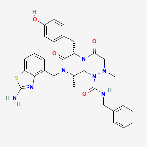 (6S,9S)-8-((2-Aminobenzo[d]thiazol-4-yl)methyl)-N-benzyl-6-(4-hydroxybenzyl)-2,9-dimethyl-4,7-dioxooctahydro-1H-pyrazino[2,1-c][1,2,4]triazine-1-carboxamide