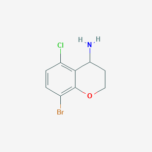 molecular formula C9H9BrClNO B13042016 8-Bromo-5-chlorochroman-4-amine 