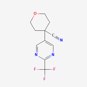 molecular formula C11H10F3N3O B13042026 4-(2-(Trifluoromethyl)pyrimidin-5-YL)tetrahydro-2H-pyran-4-carbonitrile 