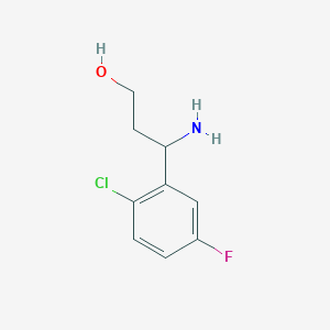 molecular formula C9H11ClFNO B13042106 3-Amino-3-(2-chloro-5-fluorophenyl)propan-1-OL 