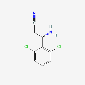 molecular formula C9H8Cl2N2 B13042128 (3S)-3-Amino-3-(2,6-dichlorophenyl)propanenitrile 