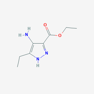 molecular formula C8H13N3O2 B13042141 ethyl 4-amino-5-ethyl-1H-pyrazole-3-carboxylate 