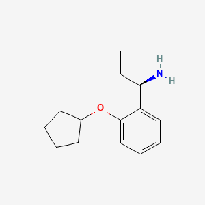 molecular formula C14H21NO B13042225 (1R)-1-[2-(Cyclopentyloxy)phenyl]propan-1-amine 