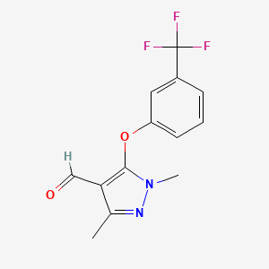 molecular formula C13H11F3N2O2 B1304226 1,3-dimethyl-5-[3-(trifluoromethyl)phenoxy]-1H-pyrazole-4-carbaldehyde CAS No. 109925-28-2