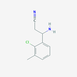 molecular formula C10H11ClN2 B13042315 3-Amino-3-(2-chloro-3-methylphenyl)propanenitrile 