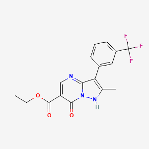molecular formula C17H14F3N3O3 B1304233 乙酸7-羟基-2-甲基-3-[3-(三氟甲基)苯基]吡唑并[1,5-a]嘧啶-6-羧酸乙酯 CAS No. 852690-95-0