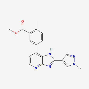 molecular formula C19H17N5O2 B13042339 Methyl 2-methyl-5-(2-(1-methyl-1H-pyrazol-4-YL)-3H-imidazo[4,5-B]pyridin-7-YL)benzoate 