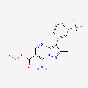 molecular formula C17H15F3N4O2 B1304235 Ethyl 7-amino-2-methyl-3-[3-(trifluoromethyl)phenyl]pyrazolo[1,5-a]pyrimidine-6-carboxylate CAS No. 886762-57-8