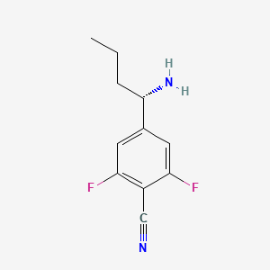 molecular formula C11H12F2N2 B13042387 4-((1S)-1-Aminobutyl)-2,6-difluorobenzenecarbonitrile 