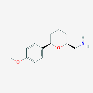 molecular formula C13H19NO2 B13042613 ((2S,6R)-6-(4-Methoxyphenyl)tetrahydro-2H-pyran-2-YL)methanamine 