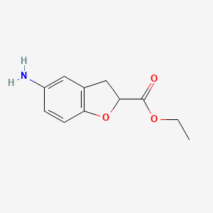 molecular formula C11H13NO3 B13042667 Ethyl 5-amino-2,3-dihydrobenzofuran-2-carboxylate 