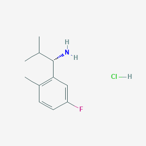 molecular formula C11H17ClFN B13042760 (S)-1-(5-Fluoro-2-methylphenyl)-2-methylpropan-1-amine hcl 