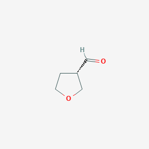 molecular formula C5H8O2 B13042780 (S)-Tetrahydrofuran-3-carbaldehyde 