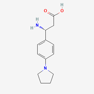 molecular formula C13H18N2O2 B13042852 (R)-3-Amino-3-(4-(pyrrolidin-1-YL)phenyl)propanoic acid 