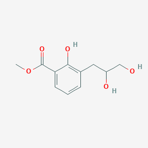 molecular formula C11H14O5 B13042965 Methyl 3-(2,3-dihydroxypropyl)-2-hydroxybenzoate CAS No. 91971-80-1