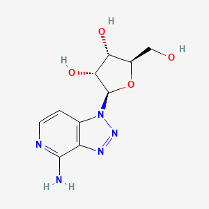 molecular formula C10H13N5O4 B13043056 (2R,3R,4S,5R)-2-(4-Amino-1H-[1,2,3]triazolo[4,5-C]pyridin-1-YL)-5-(hydroxymethyl)tetrahydrofuran-3,4-diol 