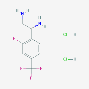 molecular formula C9H12Cl2F4N2 B13043151 (1R)-1-[2-Fluoro-4-(trifluoromethyl)phenyl]ethane-1,2-diamine 2hcl 