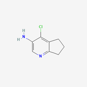 molecular formula C8H9ClN2 B13043193 4-Chloro-6,7-dihydro-5H-cyclopenta[B]pyridin-3-amine 