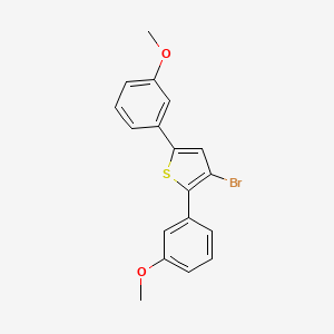 molecular formula C18H15BrO2S B13043215 3-Bromo-2,5-bis(3-methoxyphenyl)thiophene 