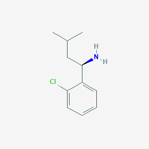 molecular formula C11H16ClN B13043221 (1R)-1-(2-Chlorophenyl)-3-methylbutan-1-amine 