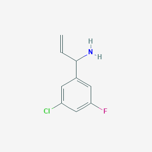 molecular formula C9H9ClFN B13043228 1-(3-Chloro-5-fluorophenyl)prop-2-en-1-amine 