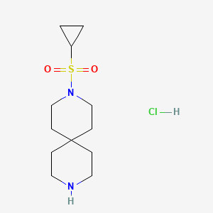 molecular formula C12H23ClN2O2S B13043250 3-(Cyclopropylsulfonyl)-3,9-Diazaspiro[5.5]Undecane Hydrochloride 